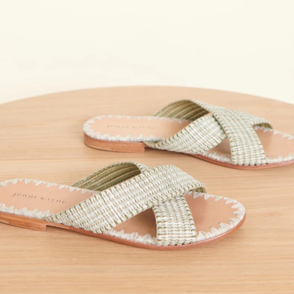 Jenni Kayne Raffia Crossover Sandals size 40
